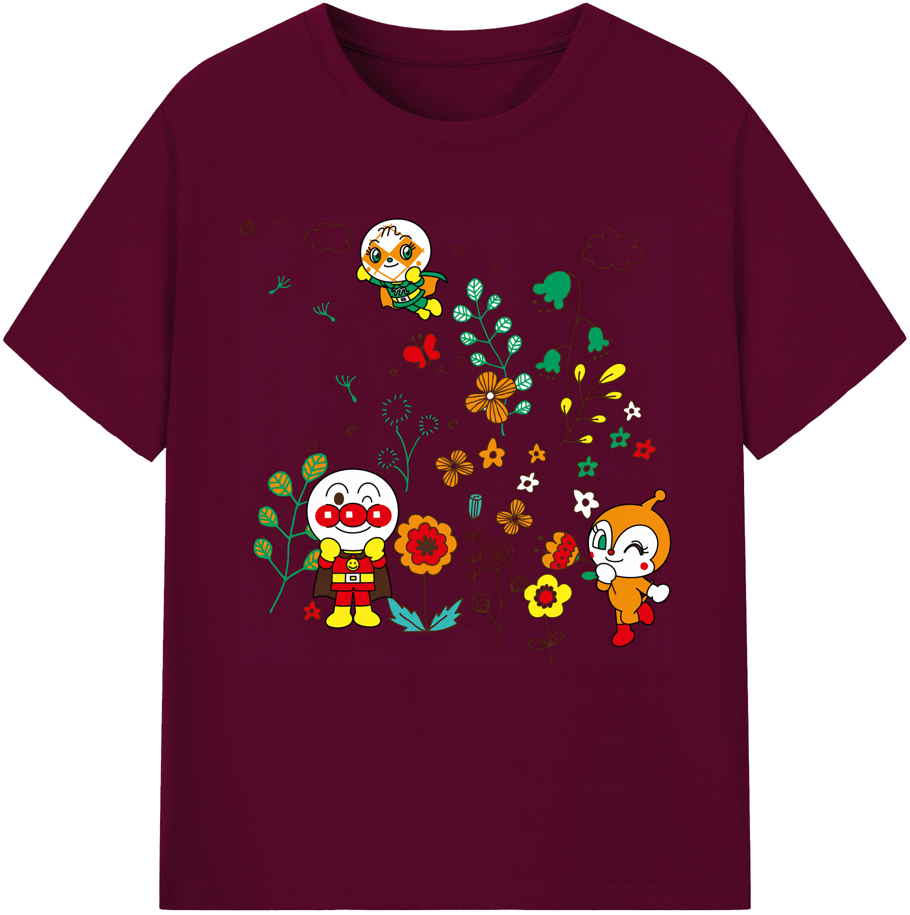 （画像用） アンパンマン Anpanman レディースカジュアルプリントTシャツ（綿100％）